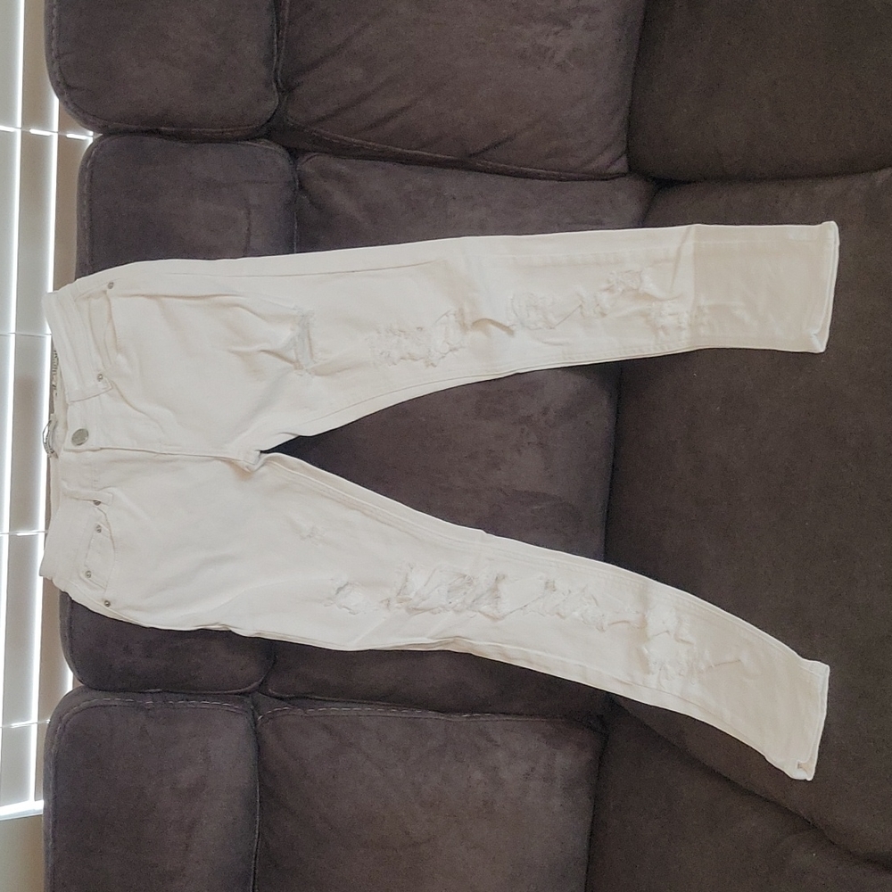 White Distressed Skinny Jeans size 3